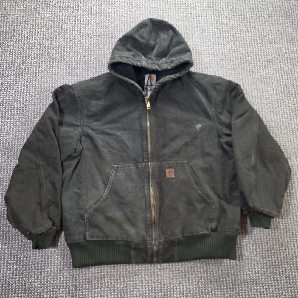Vintage Carhartt Jacket Mens Large J130 MOS Quilted Flannel Lined Moss Green Y2k